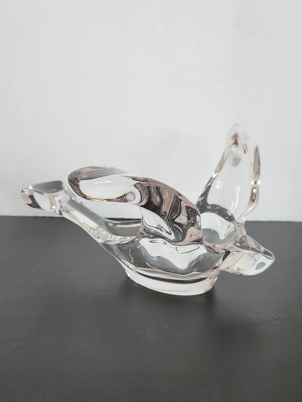 Princess House Lead Crystal Clear Glass Flying Dove Decorative Bowl